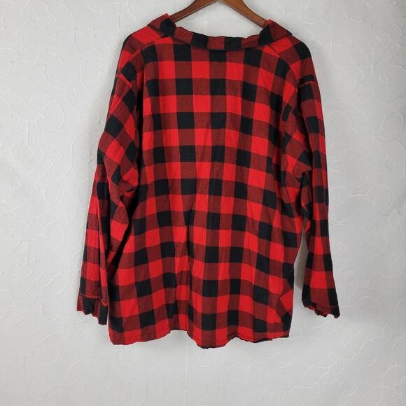 Wondershop Womens Pajama Set Size 3X Red Black Buffalo Plaid Flannel Sleepwear - Picture 4 of 13